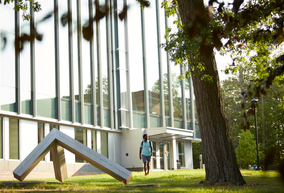 Man walking around campus