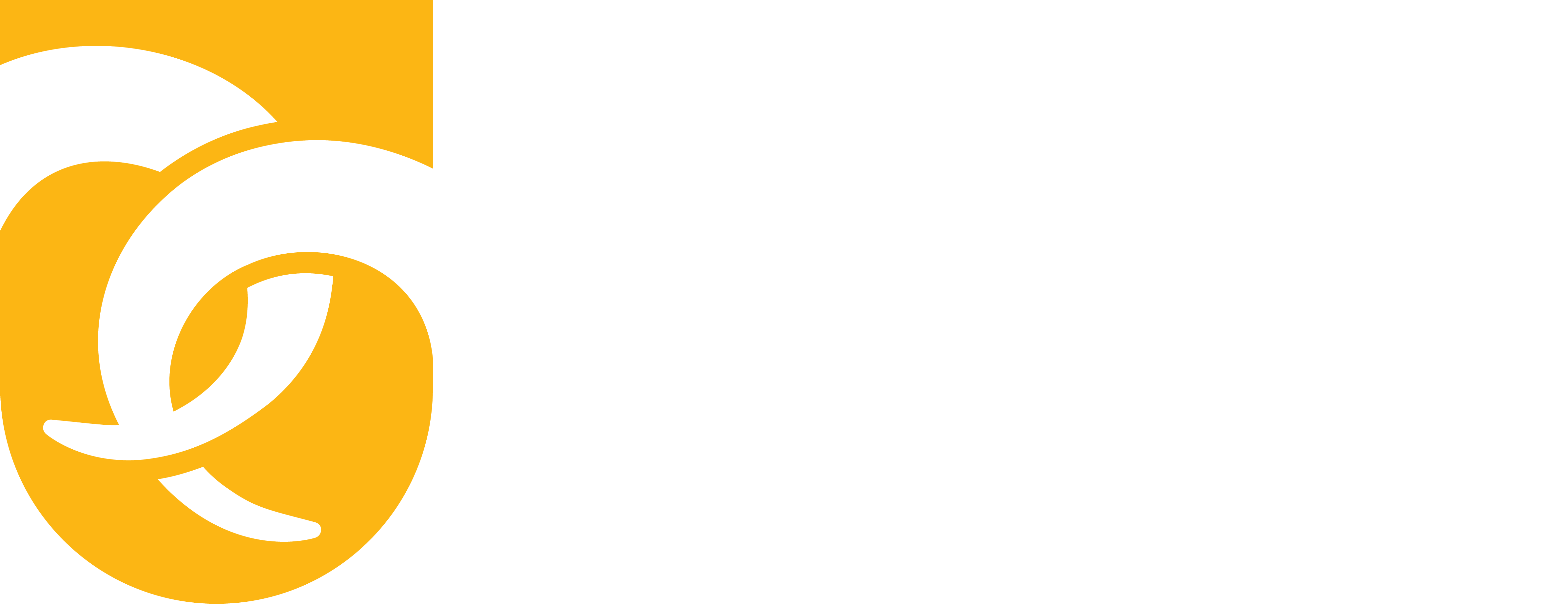 Gold/white logo on black blackground