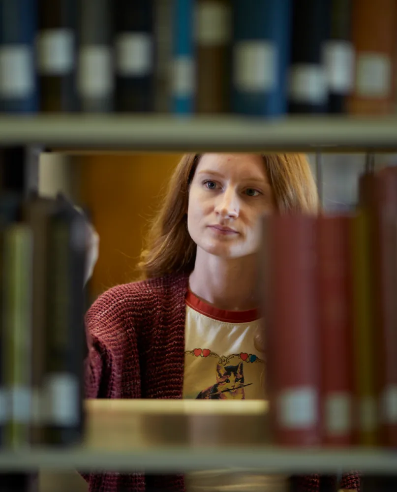 Woman in library